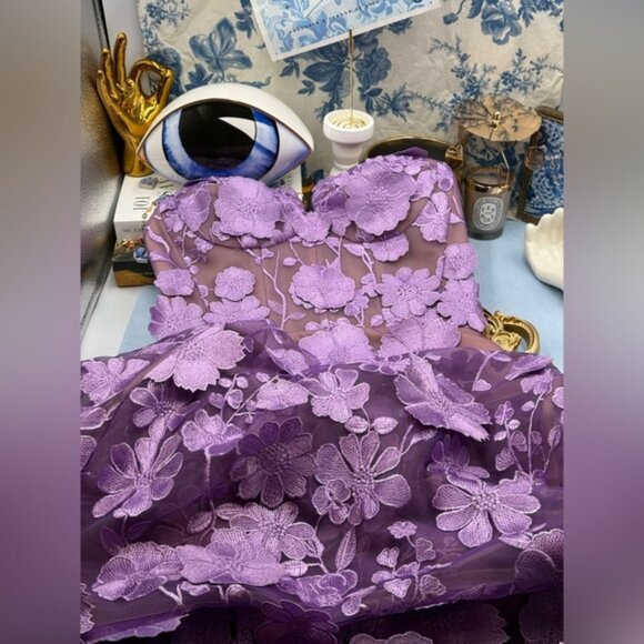 🆕 BRONX & BANCO 🧿 NWOT Jasmine Floral-Appliqued Gown, Lilac - Sz XS US 2 - Picture 12 of 16